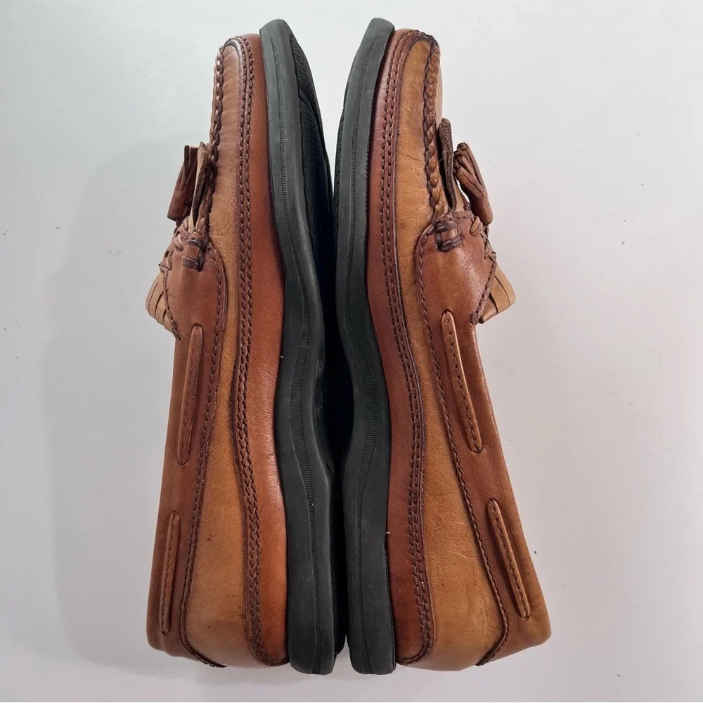 Johnston & Murphy Brown Tan Leather Loafers Slip On Size 8